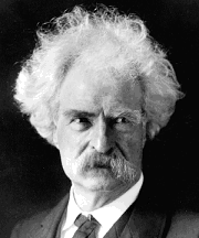 Twain, just after quipping, 'Glad I'm not there.'